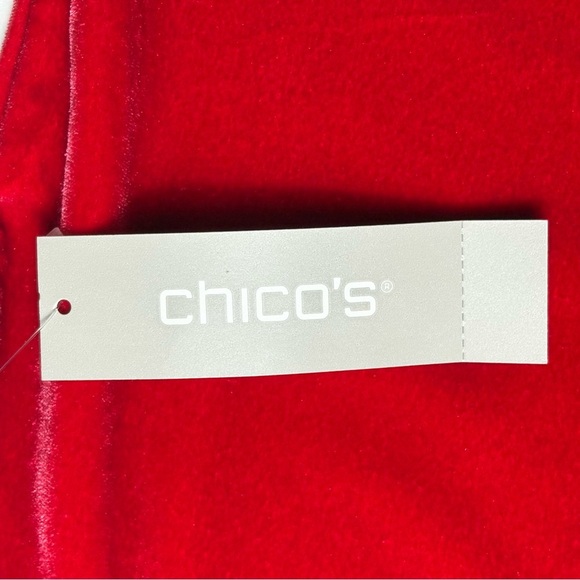 Chicos Sleeveless Velvet Cowl Top Size L Large Red Stiletto Holiday Evening NEW - Picture 7 of 8